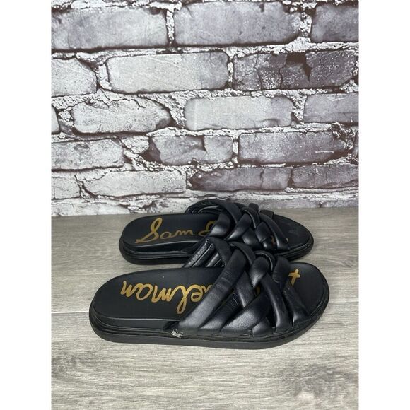 Sam Edelman Vaugn Black Leather Braid Casual Slides Sandals Women Sz 7M US/38EU - Picture 4 of 16
